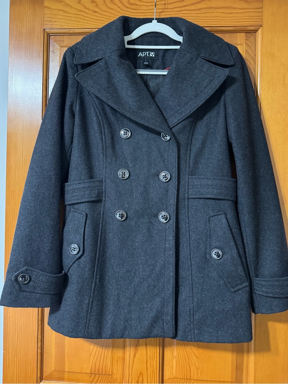 Apt. 9 Women's Dark Gray Double-Breasted Peacoat